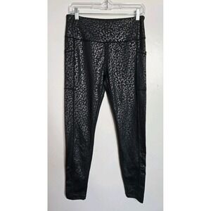 CVG Women's Squat Proof Leggings Sz Large Black Leopard Print Exercise Pants